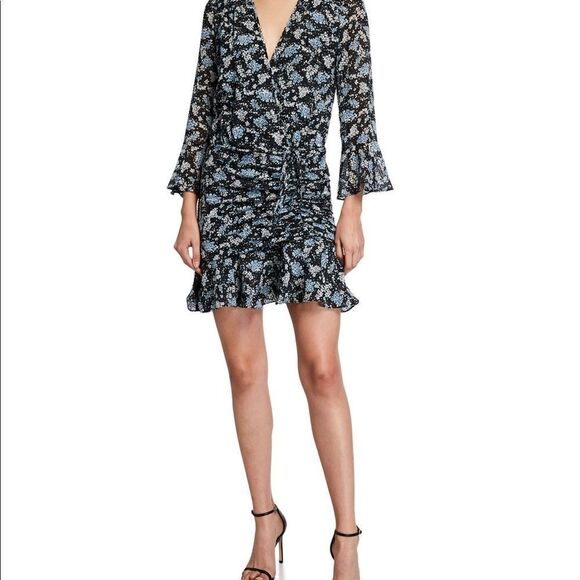 VERONICA BEARD Sean Ruched Floral-Print Dress 12 - Picture 9 of 9